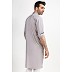 Fashion Grey Blended Stylish Mens Kurta